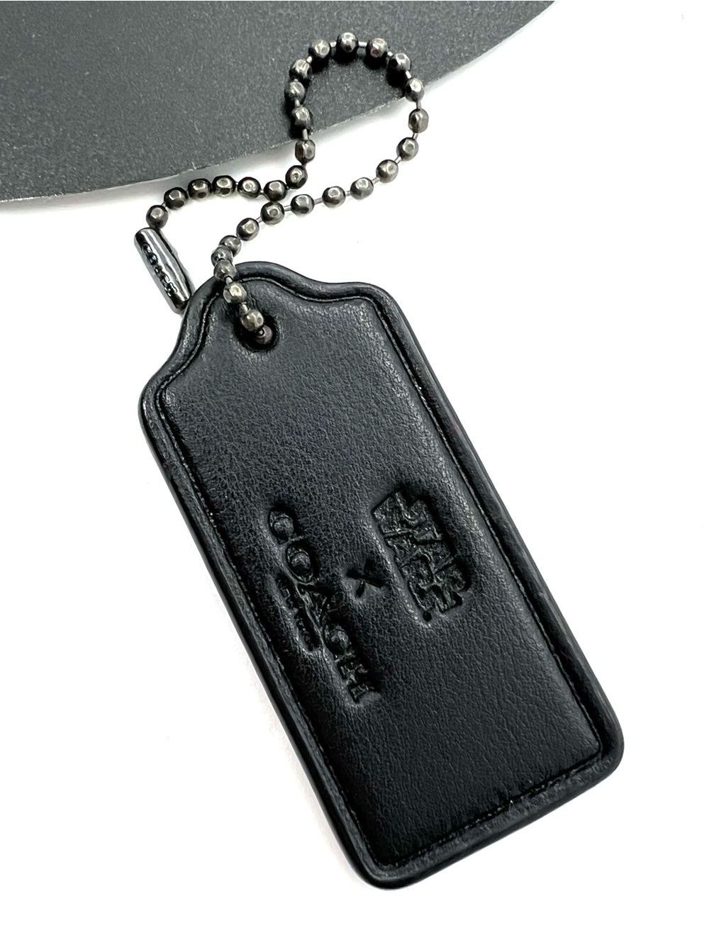 COACH Star Wars x Coach COLLAB Black Leather Hangtag Lucasfilm Bag Charm AUTH